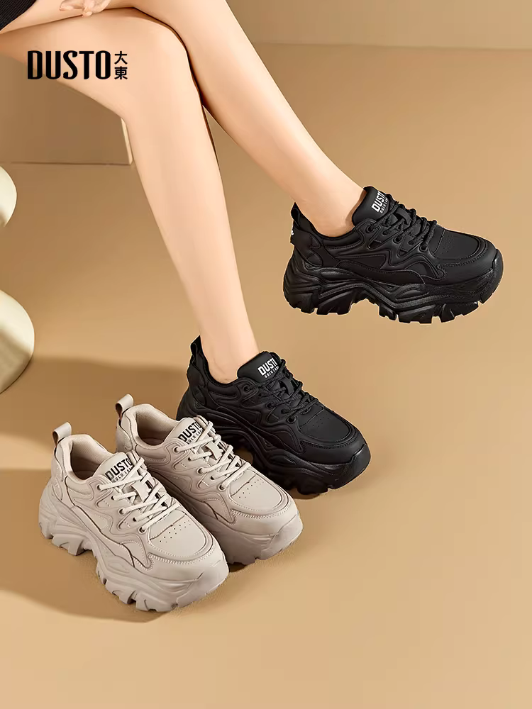 Giày thể thao đế xuồng nữ 2025, giày thu đông mới, giày tăng chiều cao, giày thể thao thời trang siêu hot