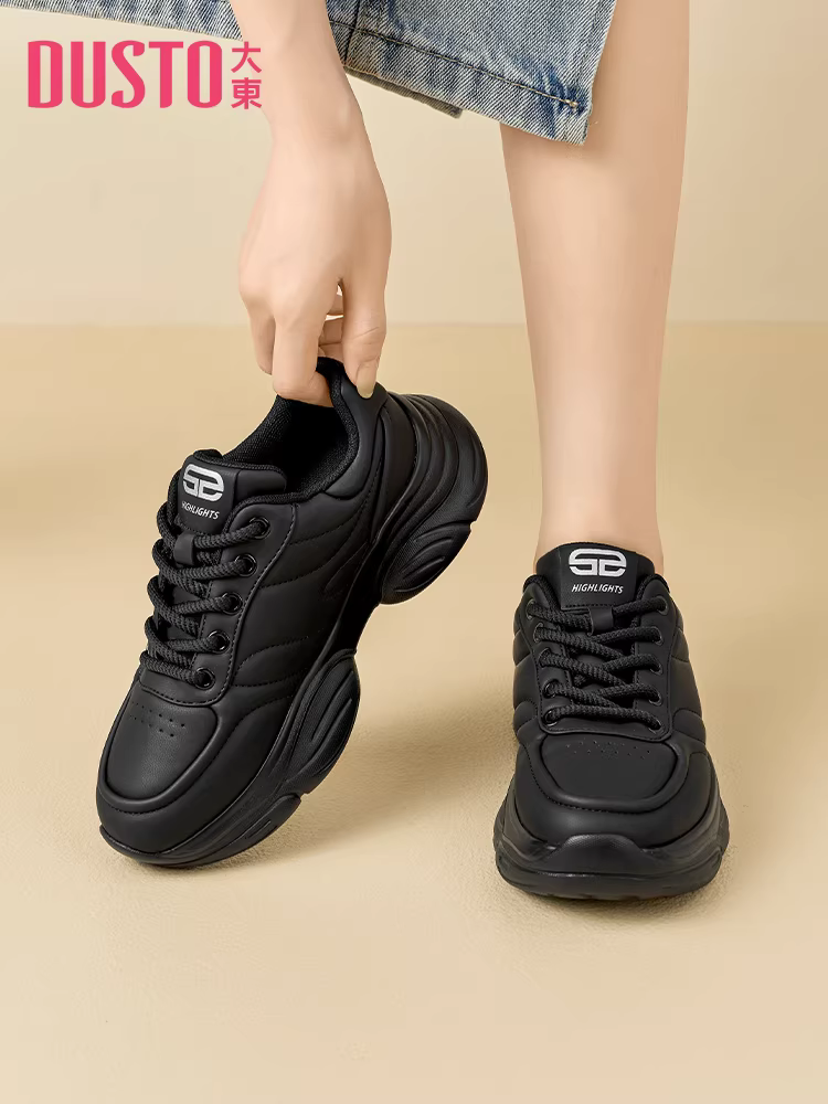 Giày đen Dadong nữ 2025 mẫu mới hot thu đông, giày đế dày kiểu Dad, giúp chân trông nhỏ nhắn hơn, giày thể thao thường ngày