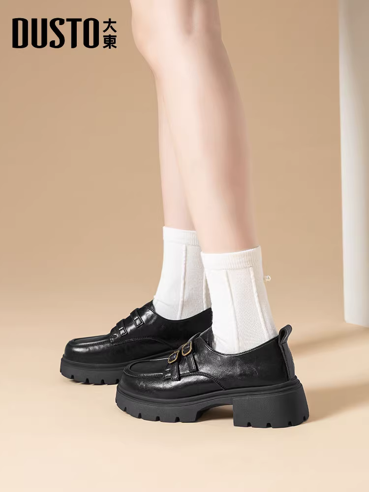 Giày lười đế dày Dadong dành cho nữ, kiểu mới thu đông 2025, giày đơn màu nâu cổ điển, giày đồng phục, giày nữ, giày da nhỏ kiểu Nhật.