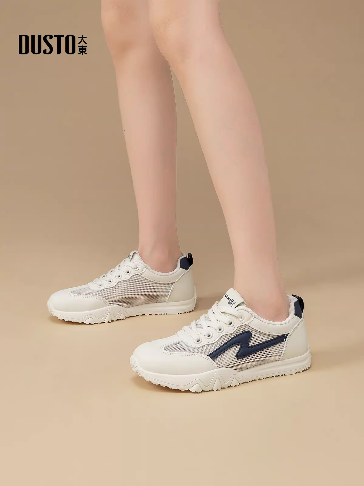 Giày thể thao đế dày màu trắng Dadong dành cho nữ, giày lưới mỏng thoáng khí mùa thu đông 2025 mới, giày thể thao thông thường.