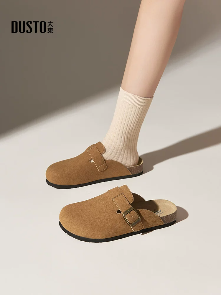 Dép nữ kiểu Birkenstock đi ngoài trời, mẫu mới thu đông 2025, đế dày mềm, kiểu lười đi câu cá, kiểu Birkenstock, mũi kín, nửa dép.