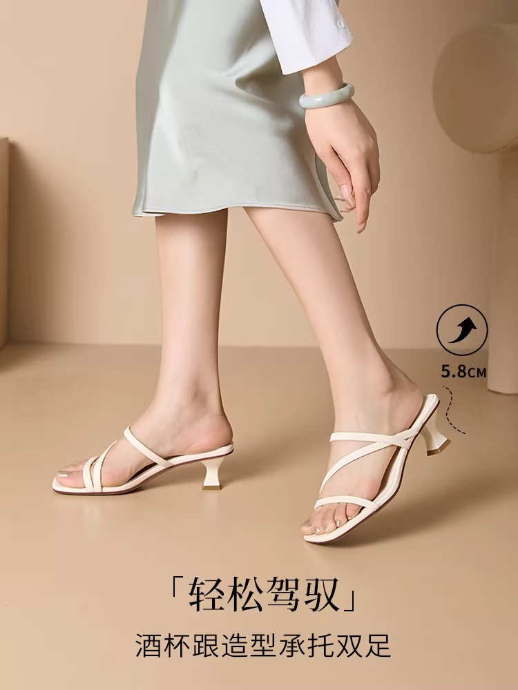Dép La Mã quai mảnh Dadong dành cho nữ, trang phục mùa hè, kiểu dáng thời trang mới năm 2025, dép cao gót quai mảnh, dép kiểu Pháp nhỏ nhắn