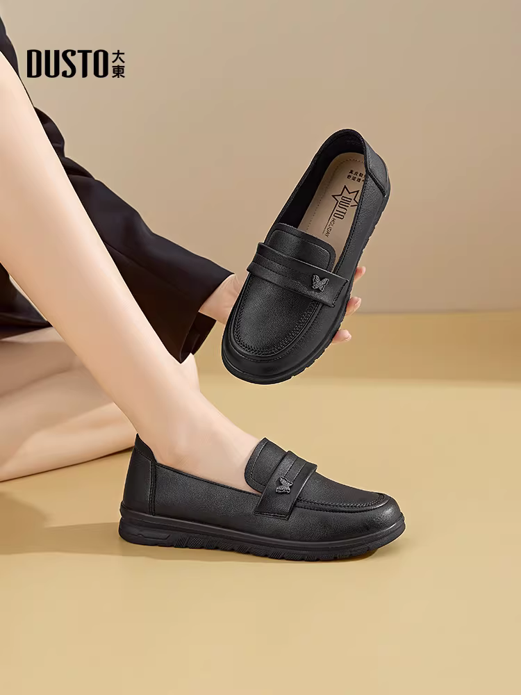Giày Loafer Dadong Nữ Thu Đông 2025 Mẫu Mới, Giày Bệt Đế Mềm Thoải Mái Không Mệt Mỏi, Giày Mẹ, Giày Da Nữ