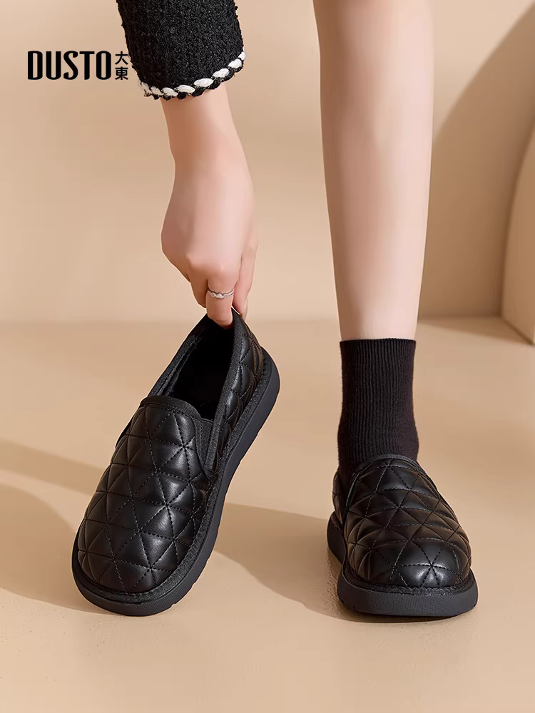 Giày bông nữ Đông Bắc Dadong mùa đông 2025 mới, giày đi tuyết đế dày lót lông cừu, chống thấm nước, chống trơn trượt