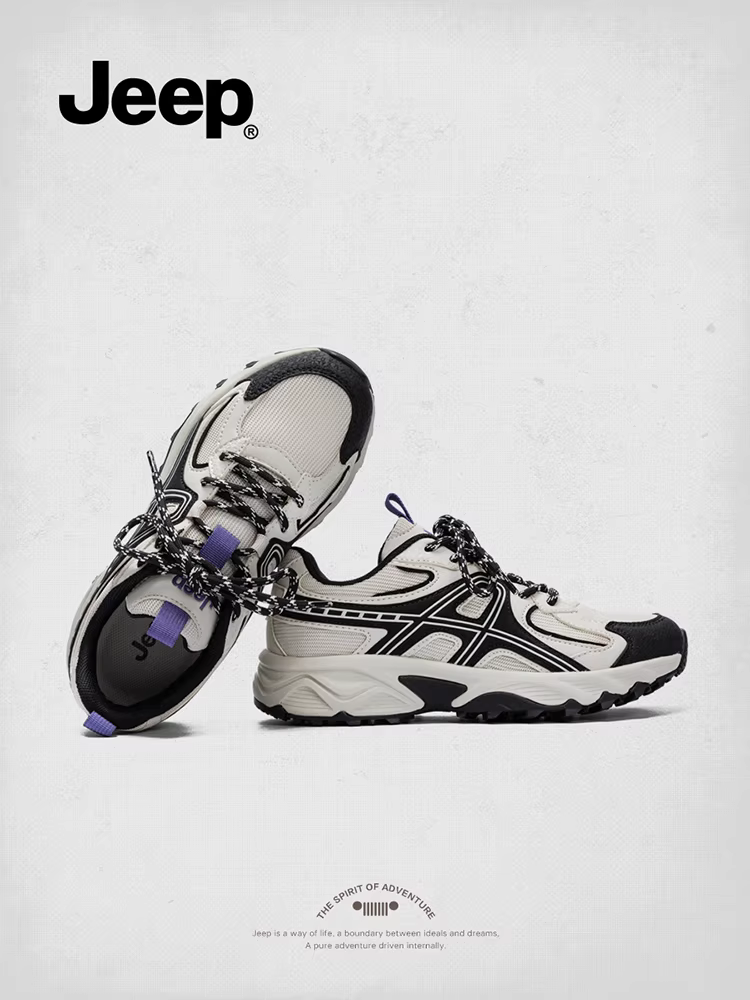 Giày thể thao đế dày tăng chiều cao của Jeep dành cho nữ mùa thu đông 2025 mới thoải mái thoáng khí giày bố đi bộ đường dài ngoài trời chống trượt