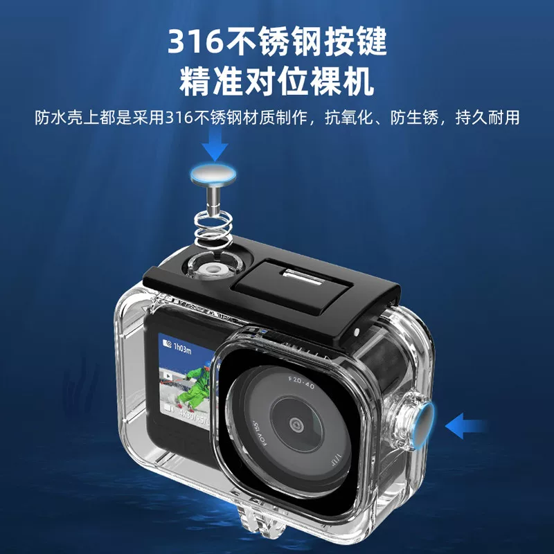 (Sản phẩm mới) Vỏ chống nước Minifocus tương thích với camera hành động DJI Action6, vỏ bảo vệ khi lặn với ống thở, vỏ lặn sâu 60m mét, phụ kiện action6, khuôn mẫu 1:1 nguyên bản.