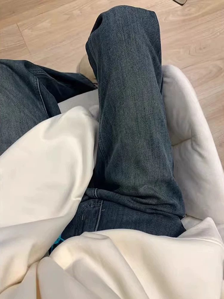 Quần jean ống thẳng dày dặn, lót lông cừu, dáng quả lê dành cho nữ, size lớn mùa đông, cạp cao, rộng rãi, tôn dáng, quần ống rộng.