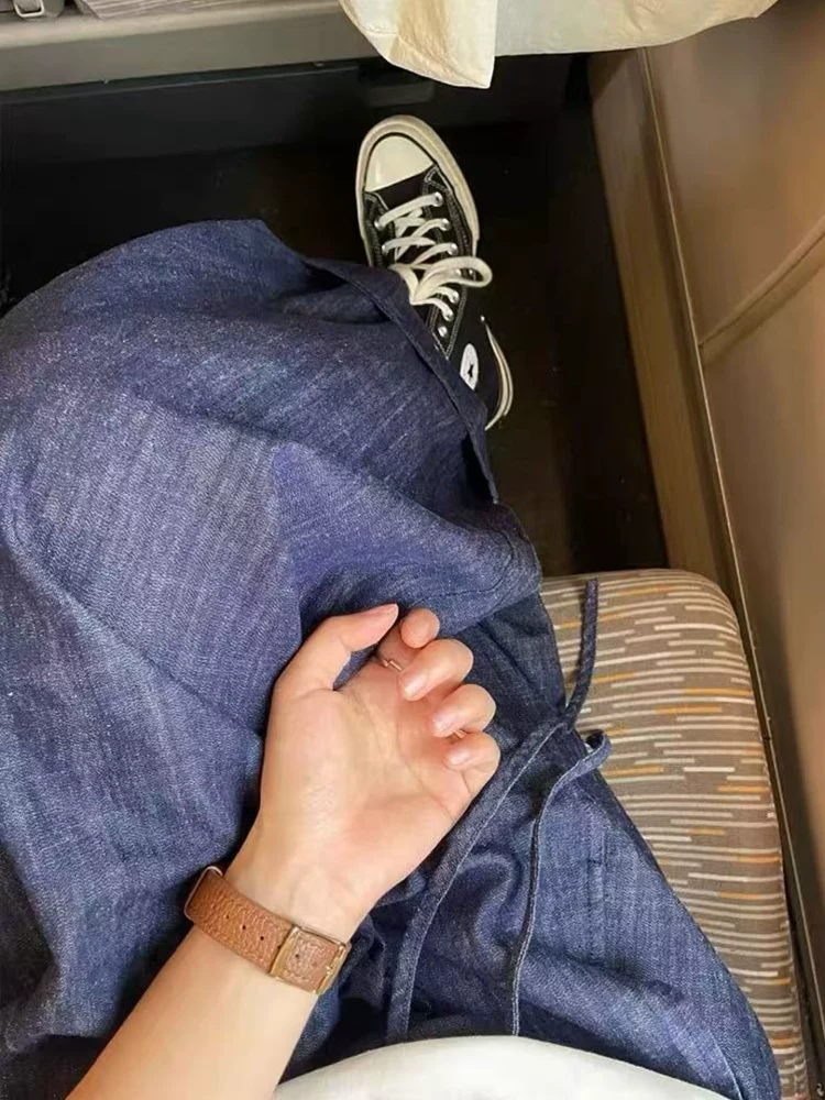 Quần jean ống rộng kiểu dáng thoải mái dành cho nữ, chất liệu cotton và linen Nhật Bản, size lớn, cạp cao, dáng rộng, tôn dáng, mùa hè mỏng nhẹ, kiểu bà ngoại.