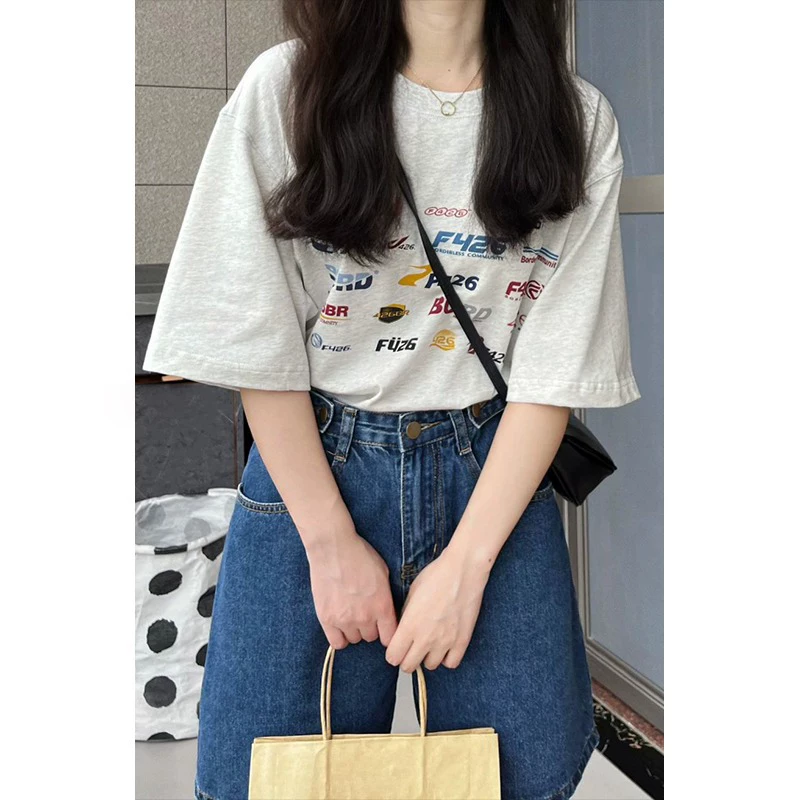 Quần short denim dáng lê dành cho nữ, size lớn mùa hè, cạp cao, tôn dáng, đa năng, dáng rộng, quần short chữ A năm điểm dành cho các cô nàng mũm mĩm.