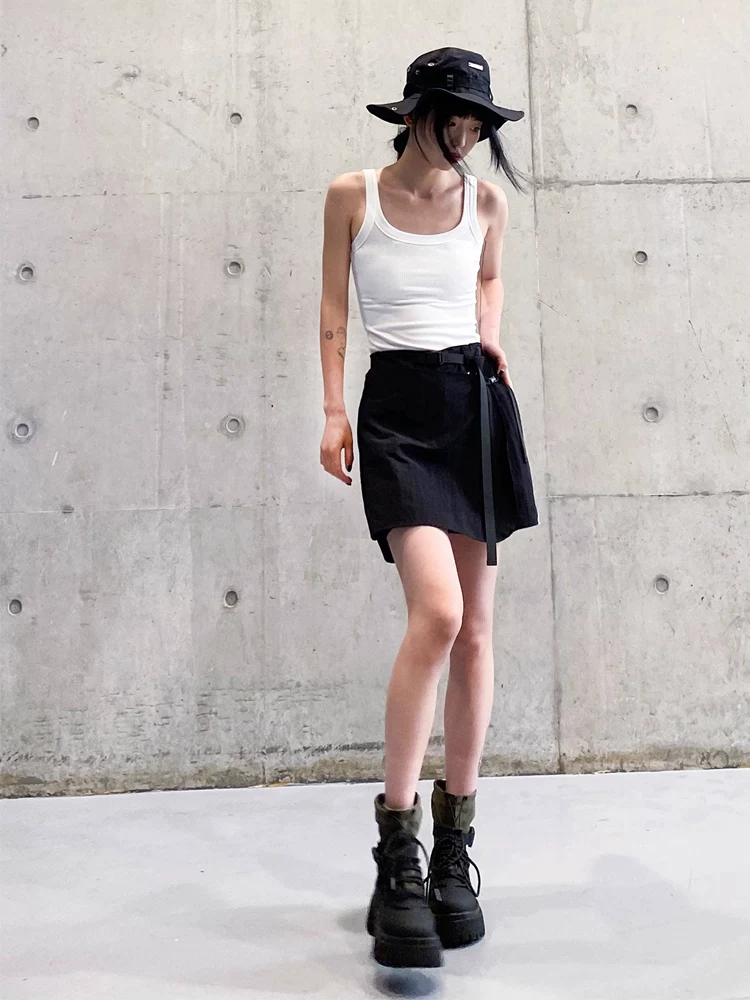 Váy ngắn công sở dành cho nữ, kiểu dáng mỏng mùa hè, cỡ lớn, lưng cao, che hông, váy chữ A thon gọn, dáng quả lê, váy quần nhỏ nhắn.