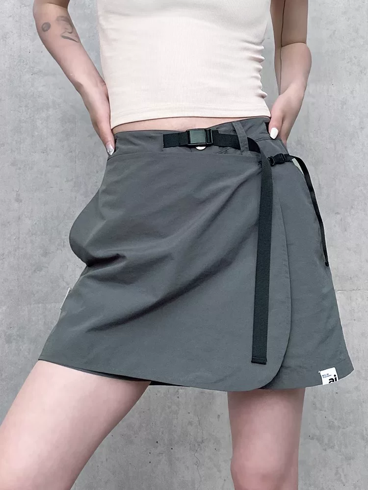 Váy ngắn công sở dành cho nữ, kiểu dáng mỏng mùa hè, cỡ lớn, lưng cao, che hông, váy chữ A thon gọn, dáng quả lê, váy quần nhỏ nhắn.