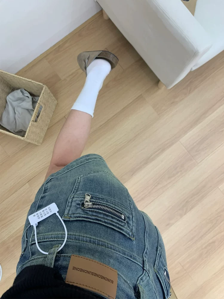 Quần short denim cay cay kiểu Mỹ dành cho nữ, cỡ lớn mùa hè, lưng cao, giảm béo, dáng quả lê, quần ống rộng chữ A