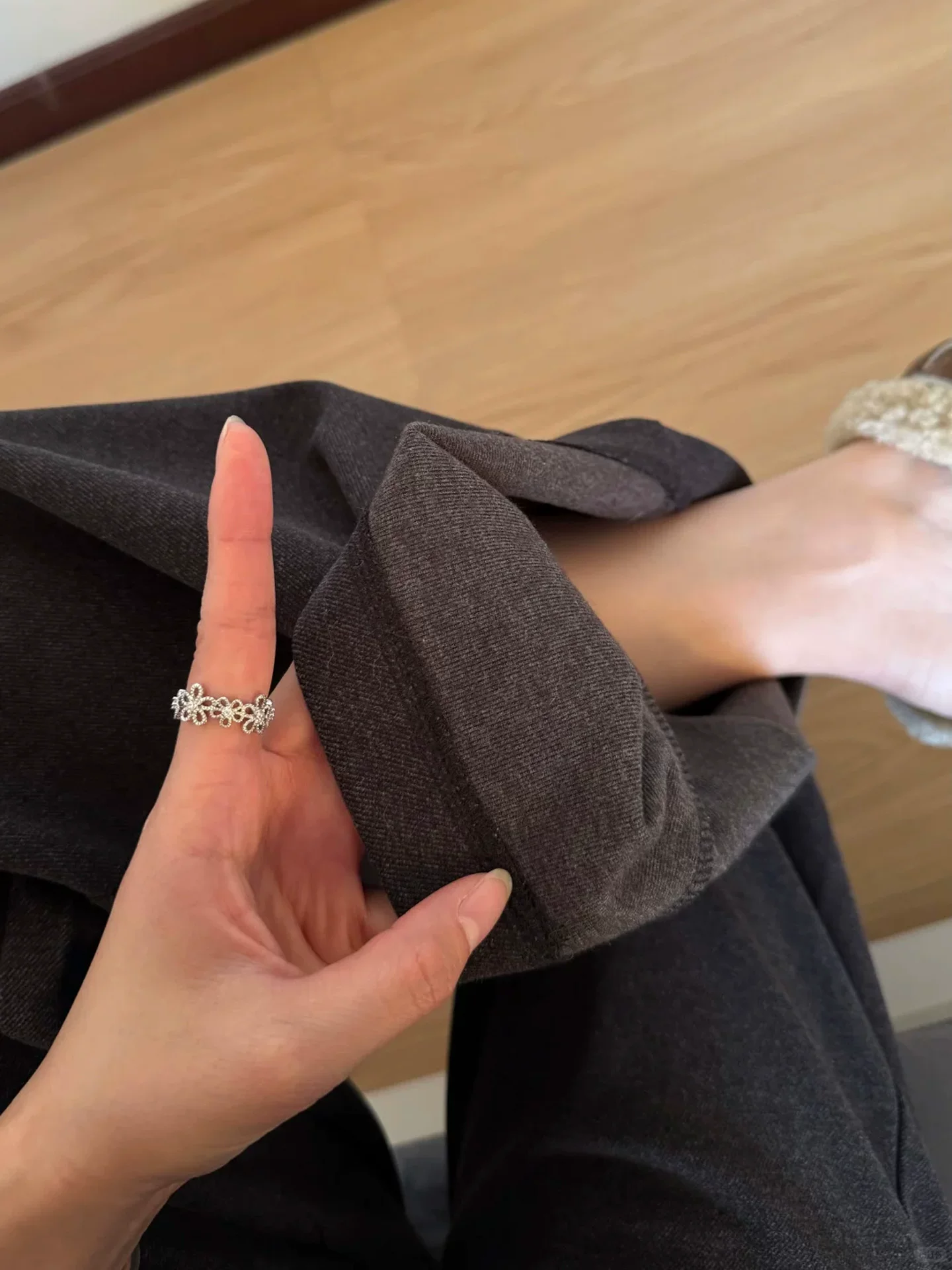 Quần âu len nữ, lót lông cừu mùa đông, dày dặn, cỡ lớn, lưng cao, dáng suôn, tôn dáng, dành cho người có dáng quả lê, quần ống rộng kiểu vest