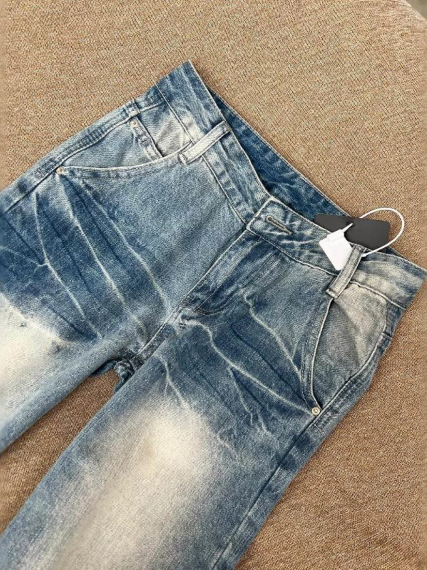 Quần jean ống loe kiểu Mỹ cổ điển dành cho nữ, phong cách đầu thu, cỡ lớn, lưng cao, dáng rộng, tôn dáng, không bó sát, quần ống chuông