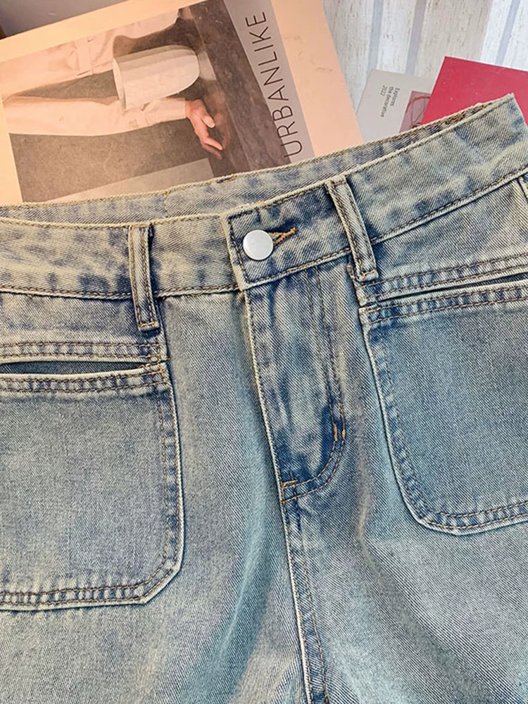 Quần short denim dáng chữ A dành cho nữ, size lớn mùa hè, cạp cao, che hông, dáng nhỏ nhắn, tôn dáng, quần ống rộng