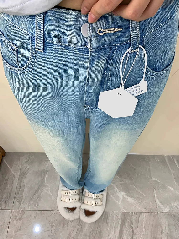 Quần jean Tencel màu sáng dành cho nữ, kiểu dáng mỏng mùa hè, cỡ lớn, lưng cao, dáng rộng, mềm mại, tôn dáng, quần ống rộng dài chạm sàn chất liệu lụa đá.