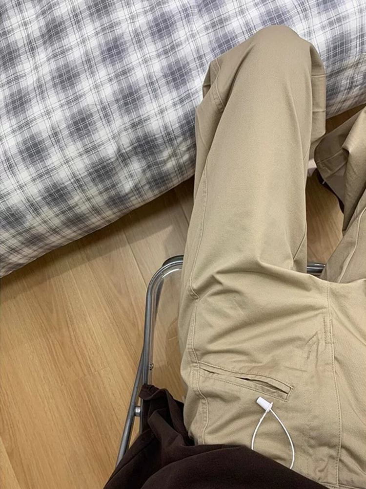 Quần kaki thường ngày dành cho nữ, kiểu dáng mùa xuân mới, cỡ lớn, lưng cao, dáng rộng, giảm béo, dáng quả lê, quần ống rộng