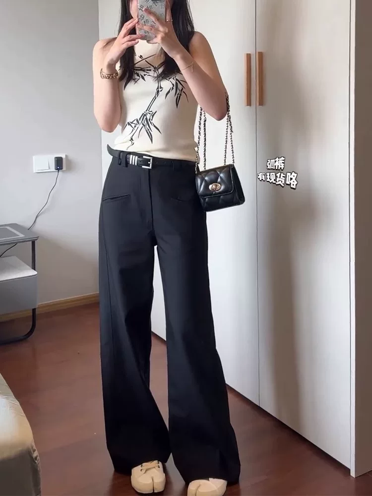 Quần body suit hình quả lê dành cho nữ, kiểu dáng mỏng mùa hè, cỡ lớn, lưng cao, che hông, mềm mại, giảm béo, quần ống rộng thông thường