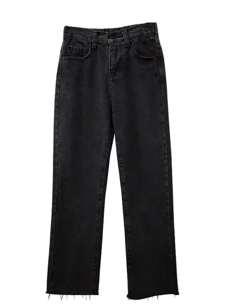 Quần jean ống đứng dáng quả lê dành cho nữ, mùa thu đông, lót lông cừu, cỡ lớn, lưng cao, giảm béo, quần thuốc lá ống ngắn.