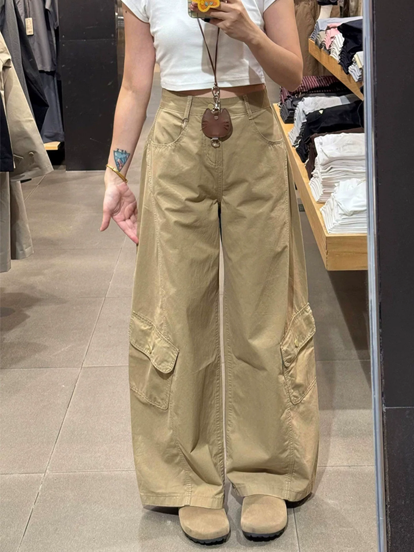 Quần jean công sở cổ điển kiểu Mỹ dành cho nữ, mùa thu, cỡ lớn, lưng cao, giảm béo, dáng quả lê, quần ống rộng hình lưỡi kiếm