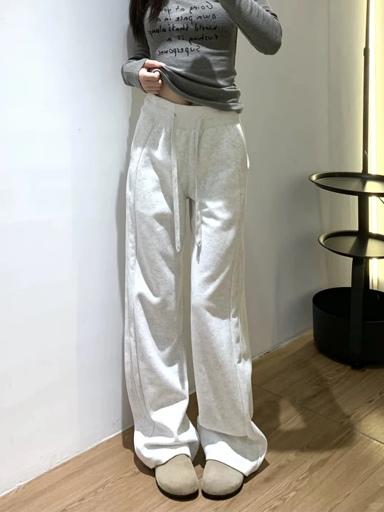 Quần thể thao nữ mùa thu 2025, size lớn, cạp cao, dáng rộng, suôn, tôn dáng, ống rộng