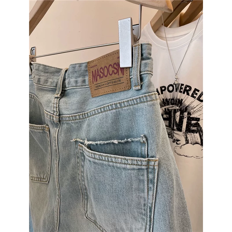 Quần short denim ống thẳng màu sáng dành cho nữ, mùa hè, cỡ lớn, lưng cao, dáng rộng, tôn dáng, đa năng, quần short ống rộng dài đến đầu gối kiểu chữ A.