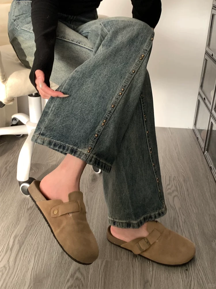 Quần jean ống loe nữ, kiểu mới thu đông, size lớn, lưng cao, dáng rộng, tôn dáng, che hông, quần ống chuông dài chạm sàn