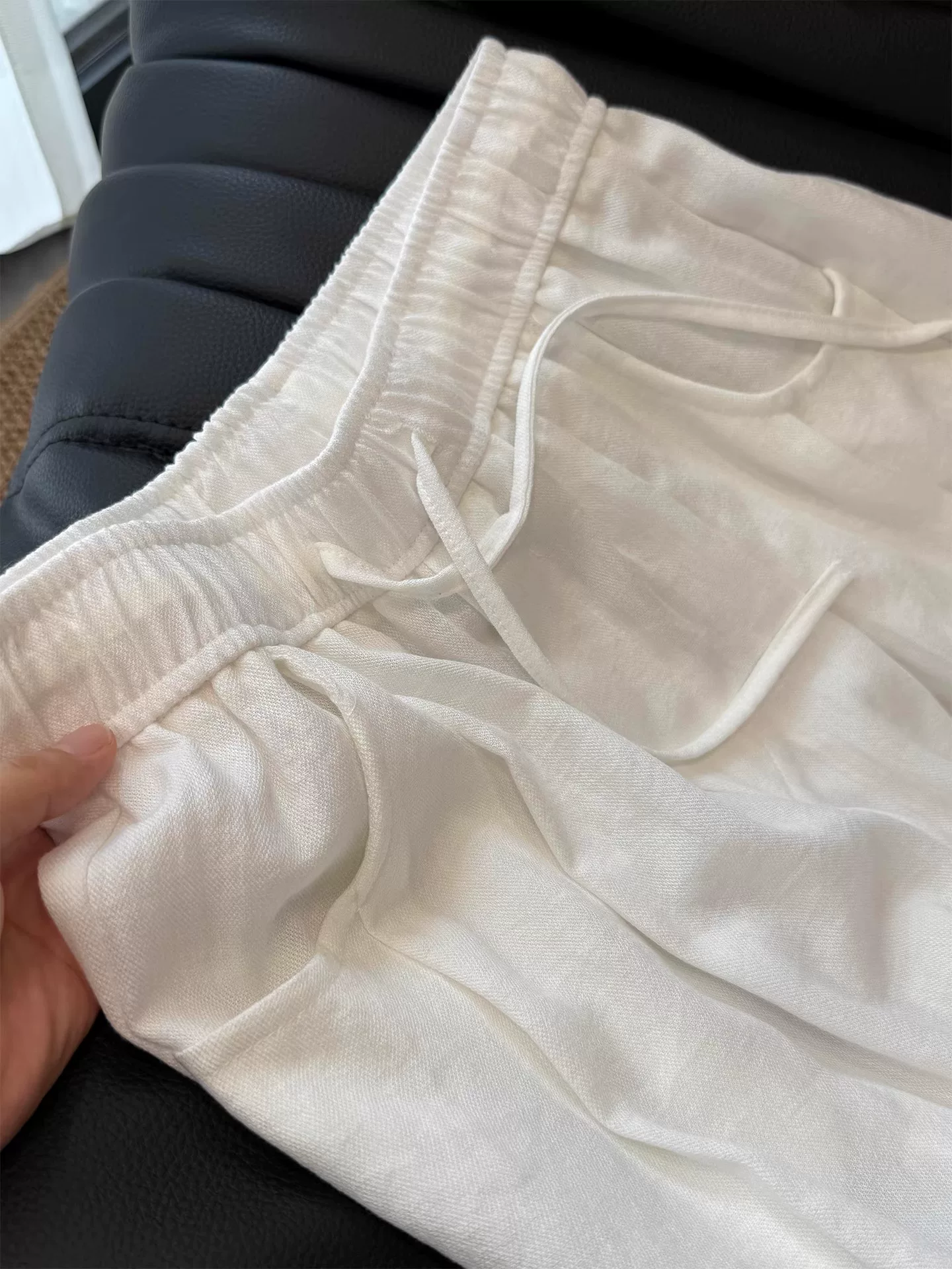 Quần cotton và vải lanh màu trắng dành cho nữ, kiểu dáng mỏng mùa hè, cỡ lớn, lưng cao, dáng rộng, mềm mại, tôn dáng, quần ống rộng bằng vải lanh.