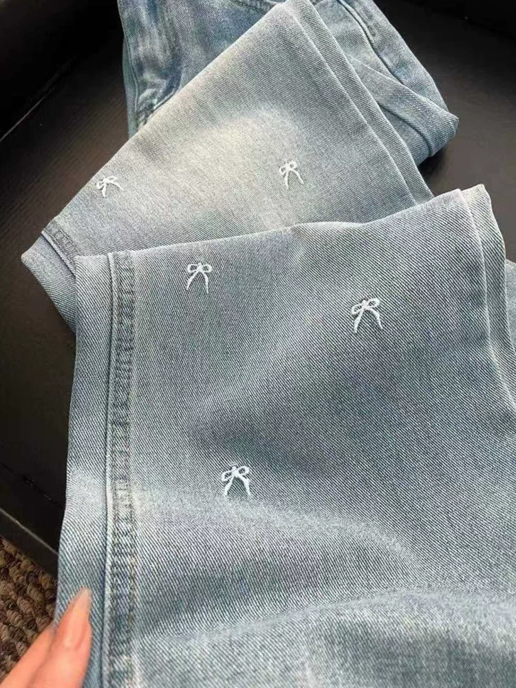 Quần jean Tencel màu xanh nhạt dành cho nữ, kiểu dáng mỏng mùa hè, cỡ lớn, lưng cao, giảm béo, dáng quả lê, quần ống rộng bằng lụa băng