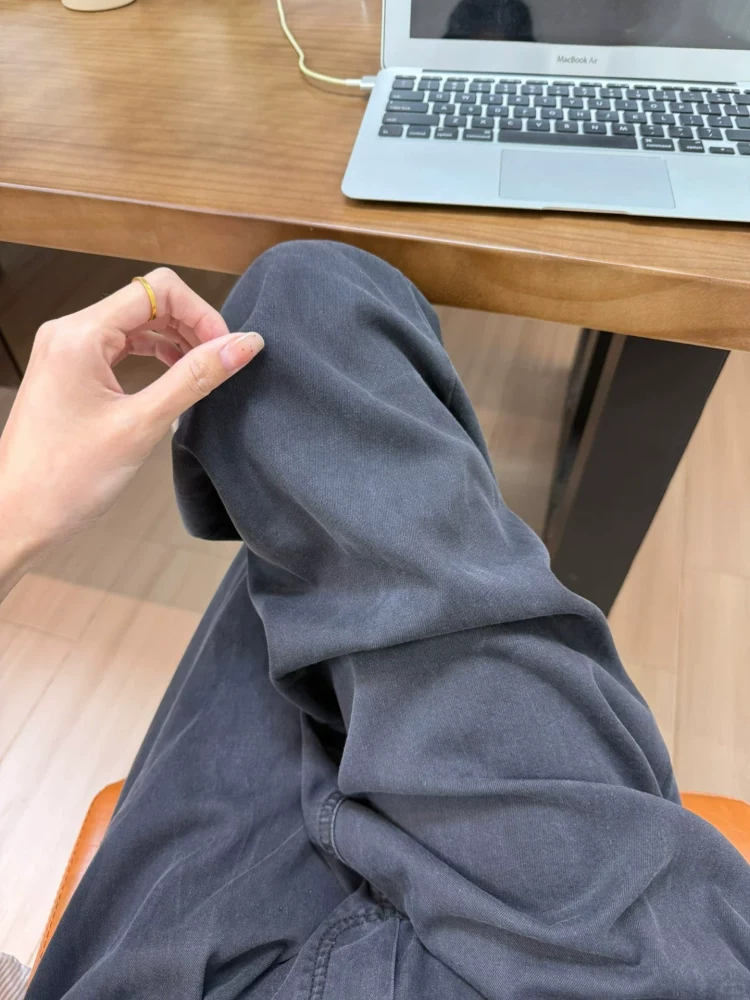 Quần jean ống rộng Tencel dành cho nữ, kiểu dáng mỏng mùa hè, cỡ lớn, lưng cao, dáng rộng, thon gọn, vải lụa băng, quần dài ống thẳng