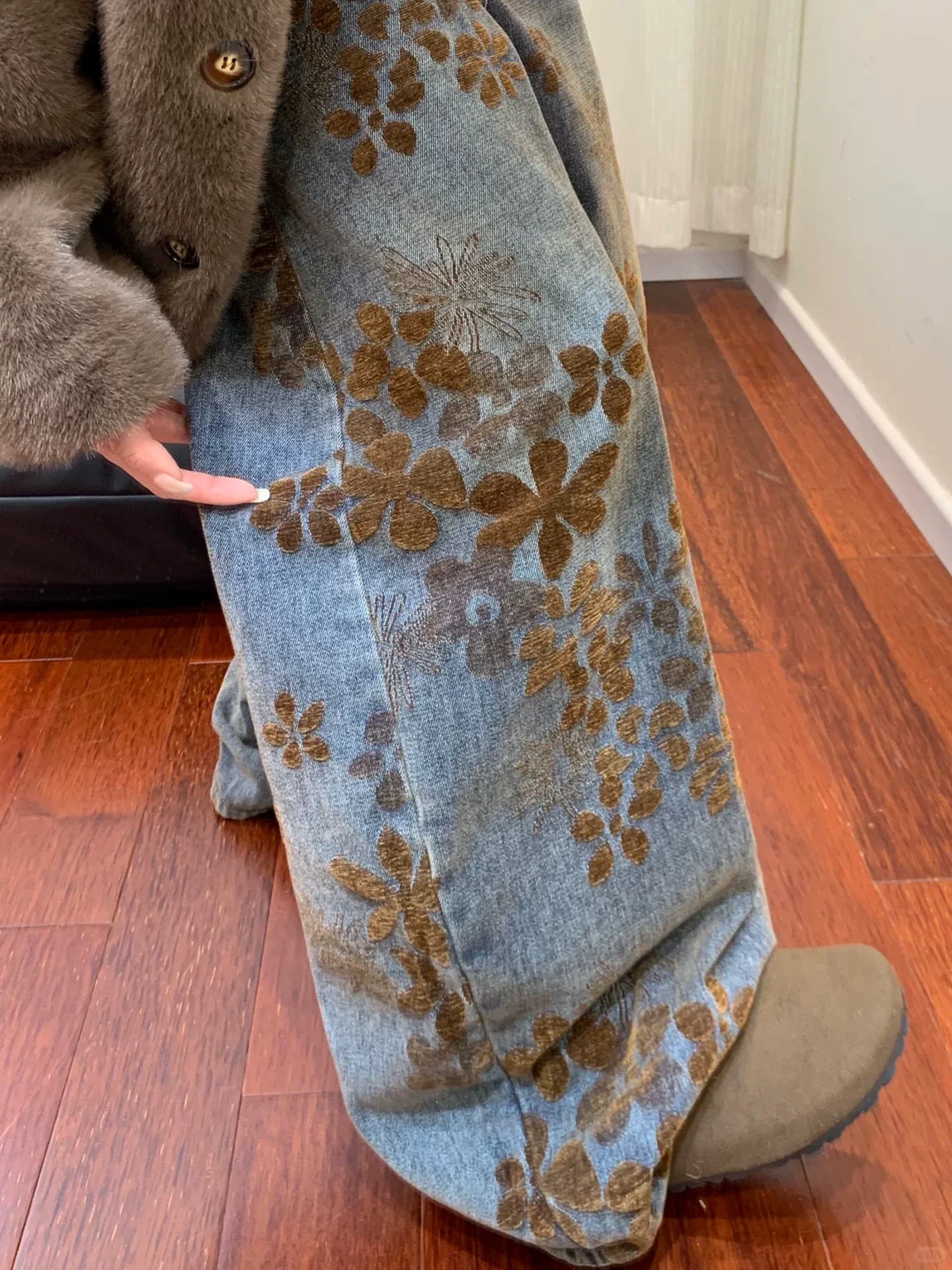 Quần jean ống rộng kiểu cổ điển Mỹ dành cho nữ, phong cách thu đông, cỡ lớn, lưng cao, dáng rộng, mềm mại, quần scimitar tôn dáng.