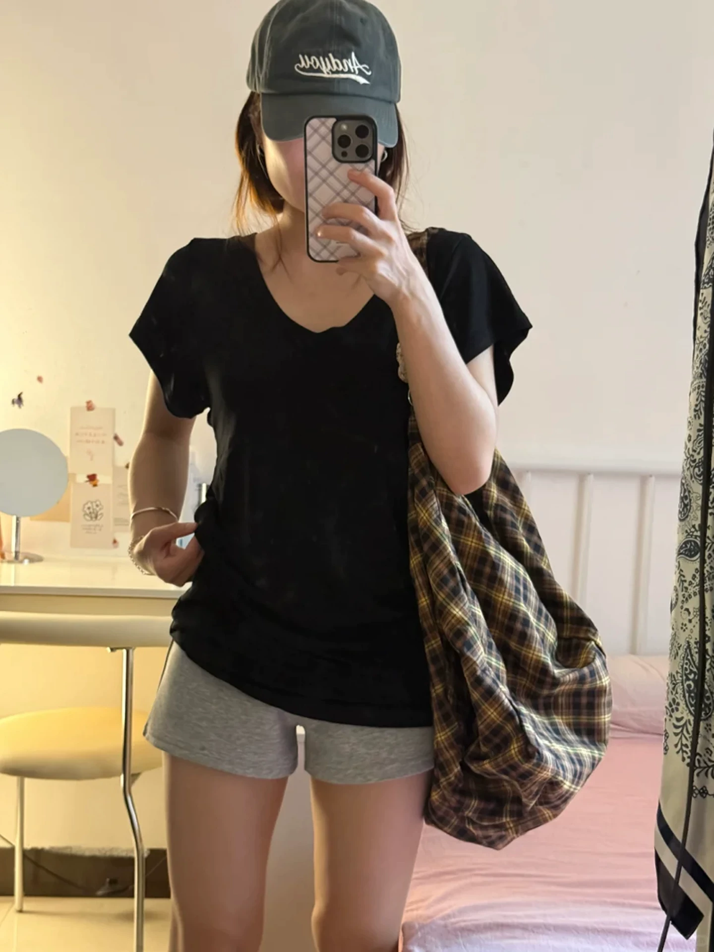 Quần short màu xám thường ngày dành cho nữ, mùa hè, cỡ lớn, lưng cao, co giãn, che hông, giảm béo, dáng quả lê, quần thể thao chữ A