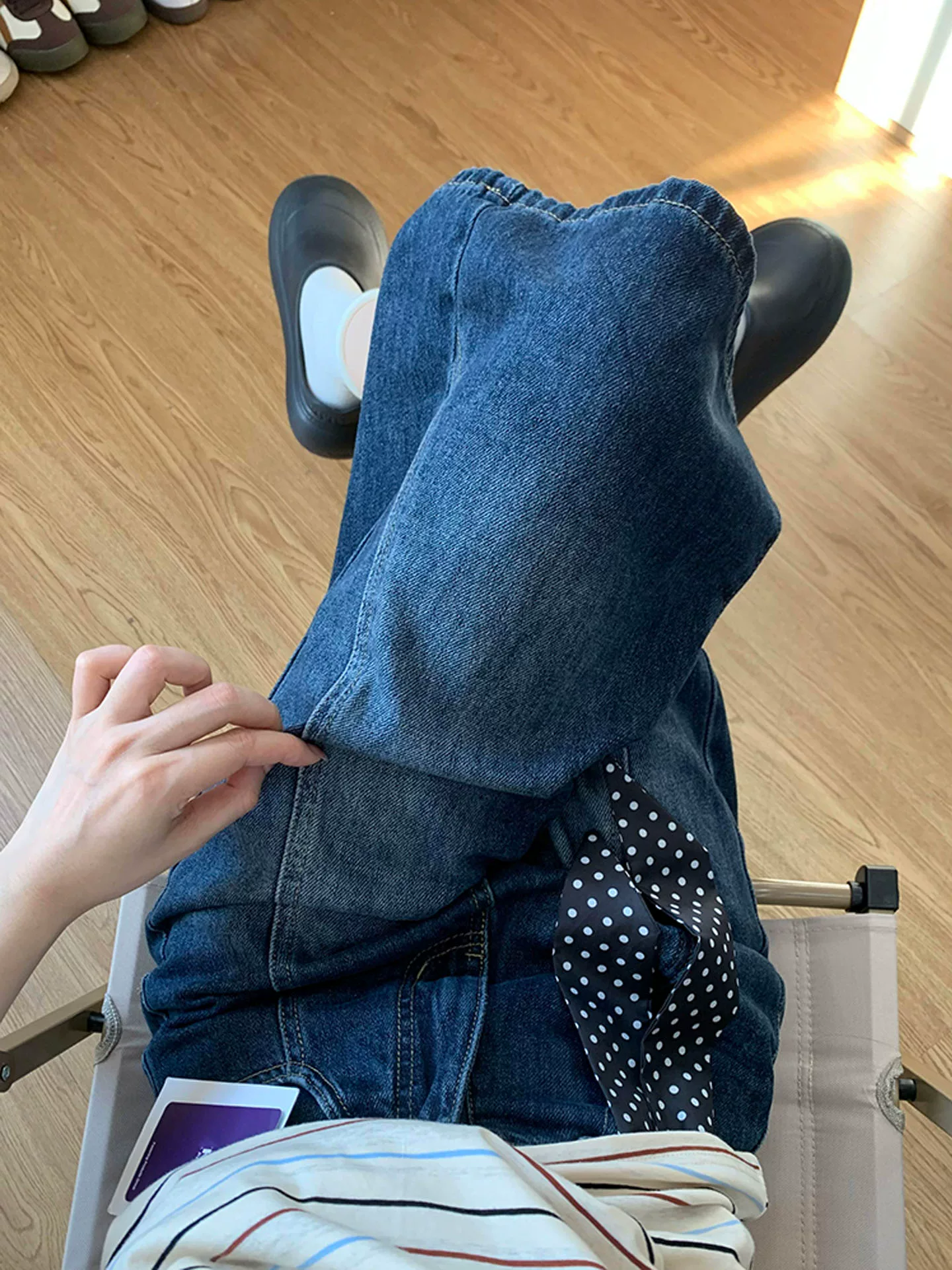 Quần denim crop kiểu retro Mỹ dành cho nữ, size lớn mùa hè, cạp cao, dáng rộng, tôn dáng, quần ống rộng dài đến giữa bắp chân.