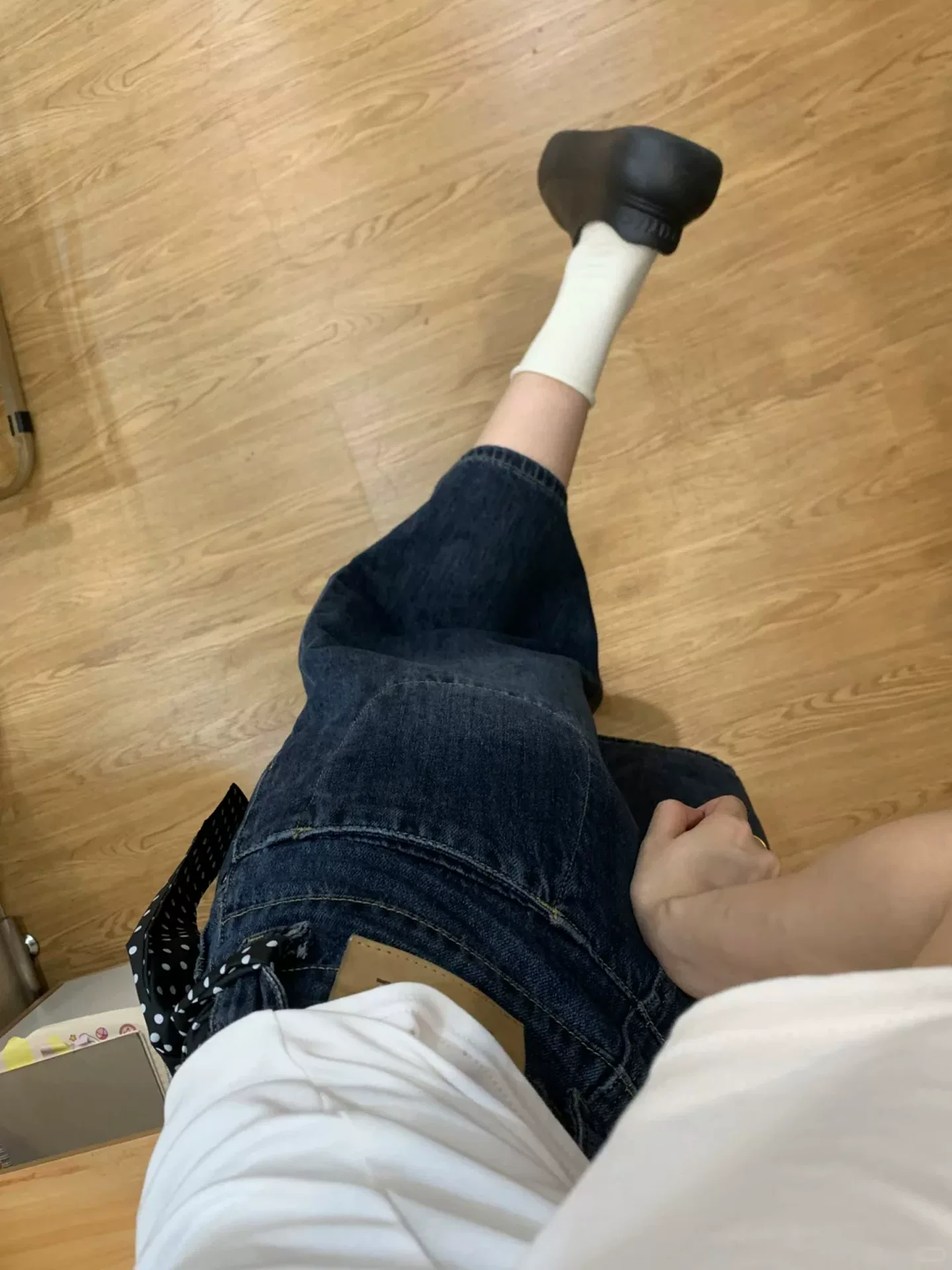 Quần short denim crop màu xanh đậm dành cho nữ, cỡ lớn mùa hè, lưng cao, dáng rộng, giảm béo, dáng quả lê, quần ống rộng dài vừa phải