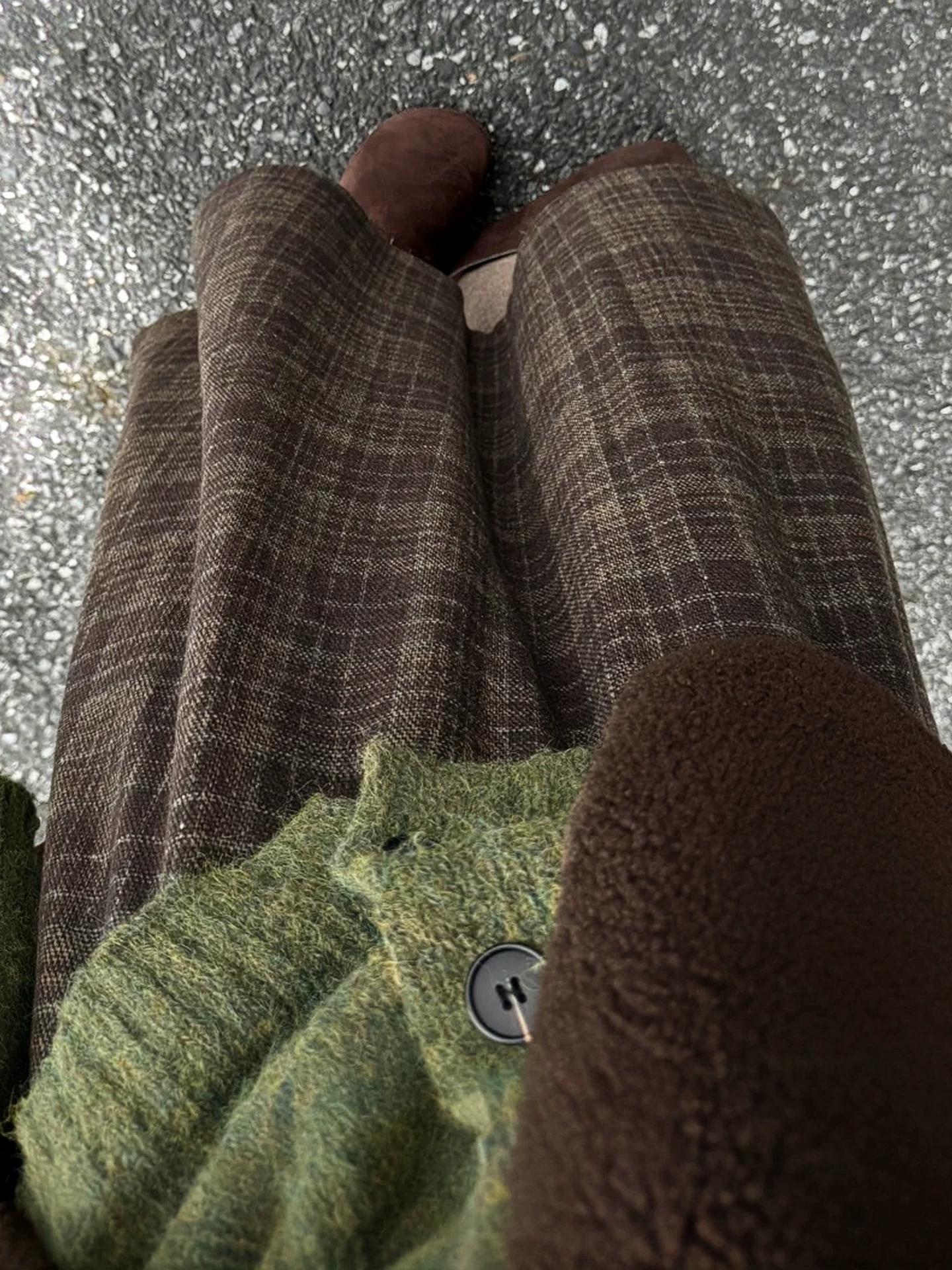 Váy kẻ caro retro Maillard dành cho nữ mùa thu đông, size lớn, eo cao, dáng rộng và xòe, váy dài dáng chữ A