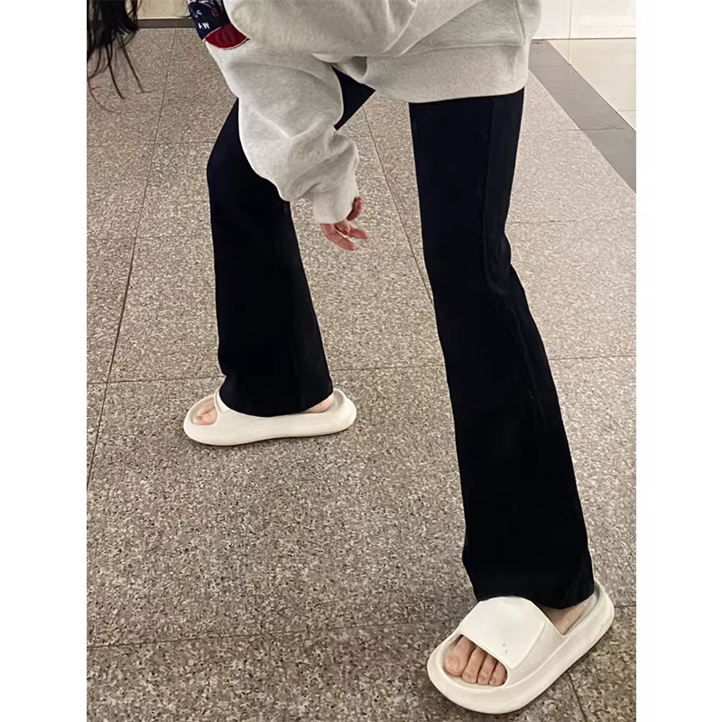 Quần jean ống thẳng dáng quả lê dành cho nữ, mặc đầu thu, cỡ lớn, lưng cao, che hông, giảm béo, co giãn, quần hơi loe, hợp thời trang.