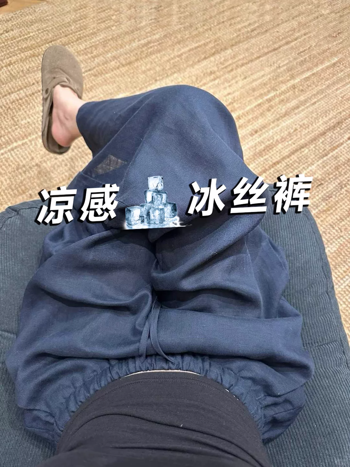 Quần ống rộng bằng vải cotton-linen màu xanh hải quân dành cho nữ, kiểu dáng mỏng mùa hè, cỡ lớn, lưng cao, giảm béo, quần vải lanh lụa băng thẳng ống đứng.