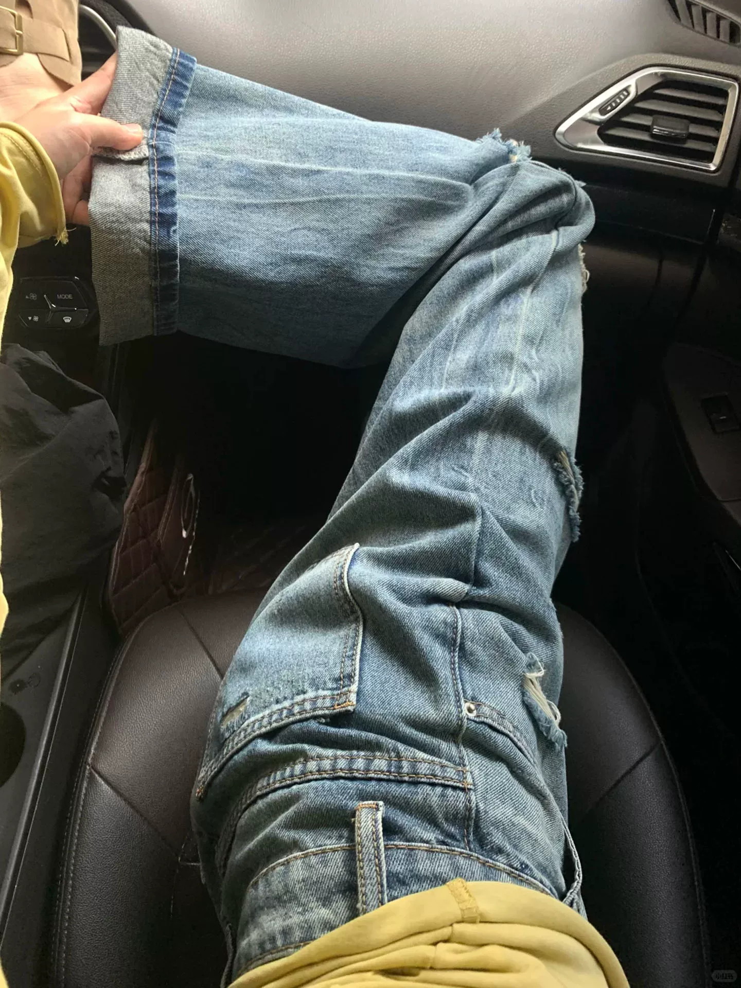 Quần jean ống đứng rách cho nữ, phong cách mới đầu thu, cỡ lớn, lưng cao, dáng rộng, giảm béo, dáng quả lê, quần ống rộng