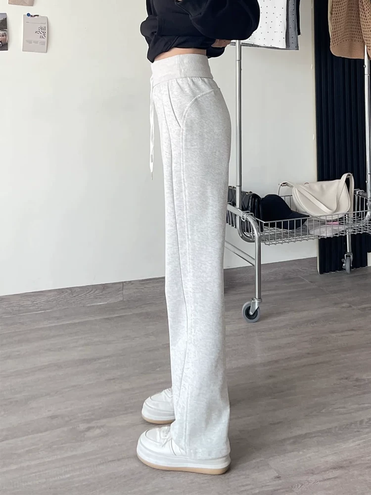 Quần jogger nữ kiểu Mỹ cổ điển, xu hướng mùa xuân 2025, size lớn, cạp cao, dáng rộng, tôn dáng