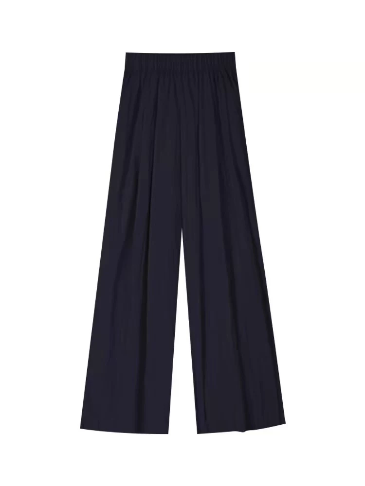 Quần Yamamoto thường ngày dành cho nữ, kiểu dáng mỏng mùa hè, cỡ lớn, lưng cao, dáng suôn, tôn dáng, dành cho người có thân hình quả lê, quần ống rộng dài chạm sàn bằng vải lụa băng