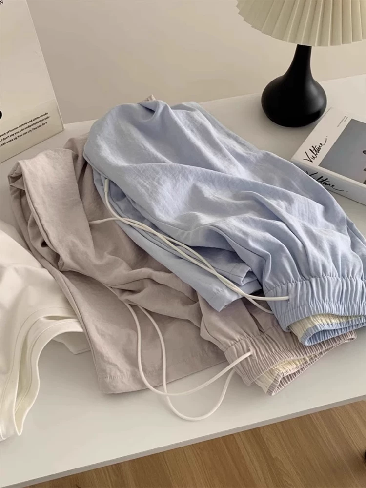 Quần mây phong cách lười biếng, quần sữa mặc thường ngày cho nữ, mùa hè, size lớn, cạp cao, dáng rộng, suôn mềm, tôn dáng, quần ống rộng kiểu Yamamoto