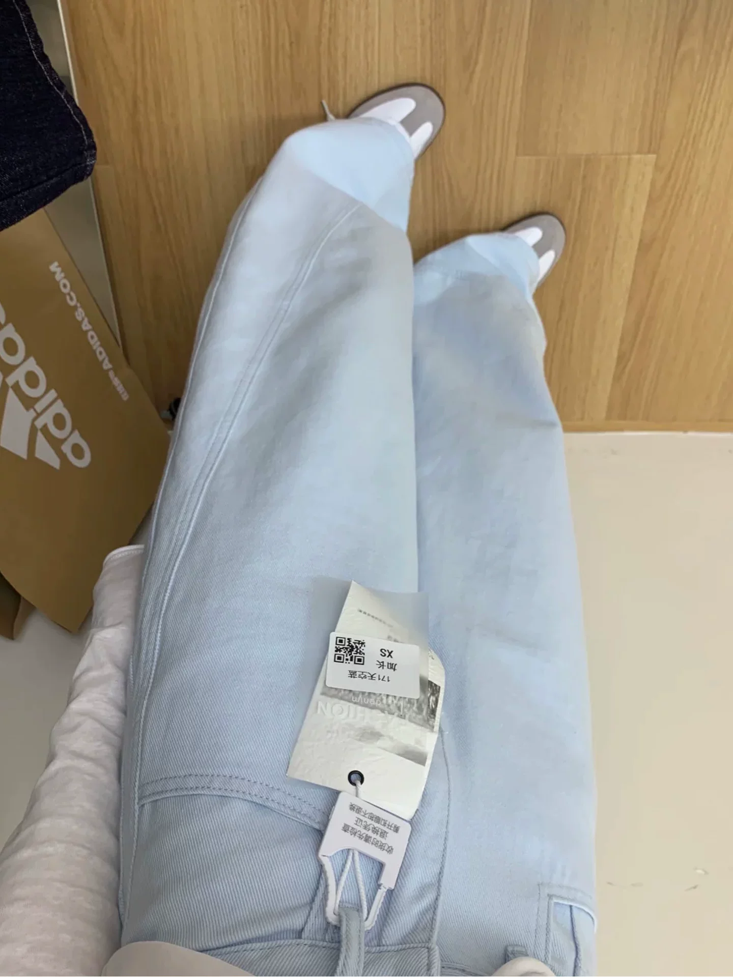 Quần jean màu xanh lam dành cho nữ, phong cách mùa thu mới, cỡ lớn, lưng cao, dáng rộng, giảm béo, dáng quả lê, quần ống rộng