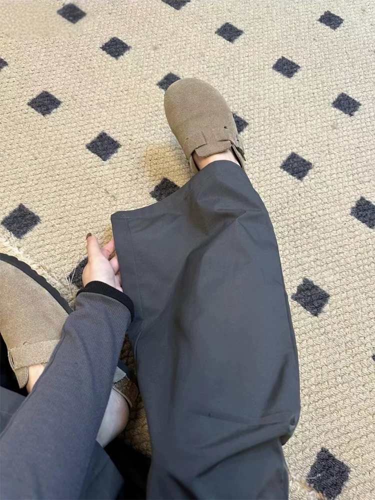 Quần cargo dáng thẳng kiểu Mỹ dành cho nữ, dáng quả lê, size lớn mùa xuân, cạp cao, che hông, tôn dáng, quần ống rộng thường ngày