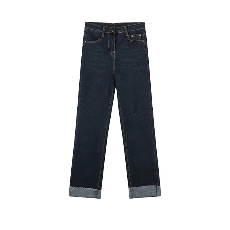 Quần jean ống đứng dáng lê dành cho nữ cỡ lớn, chị em mũm mĩm, cạp cao, rộng rãi, tôn dáng, co giãn, ống rộng