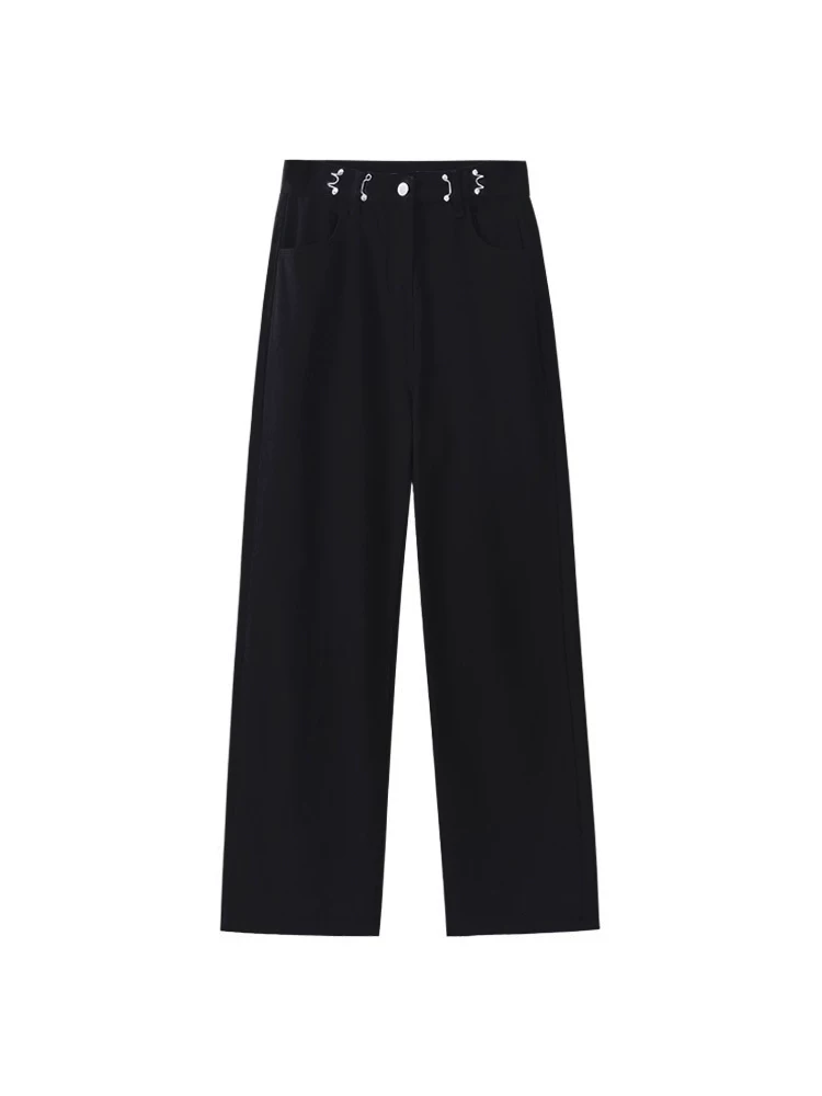 Quần jean Tencel dáng quả lê dành cho nữ, kiểu dáng mỏng mùa hè, size lớn, cạp cao, chất liệu lụa đá, quần ống rộng dài chạm sàn