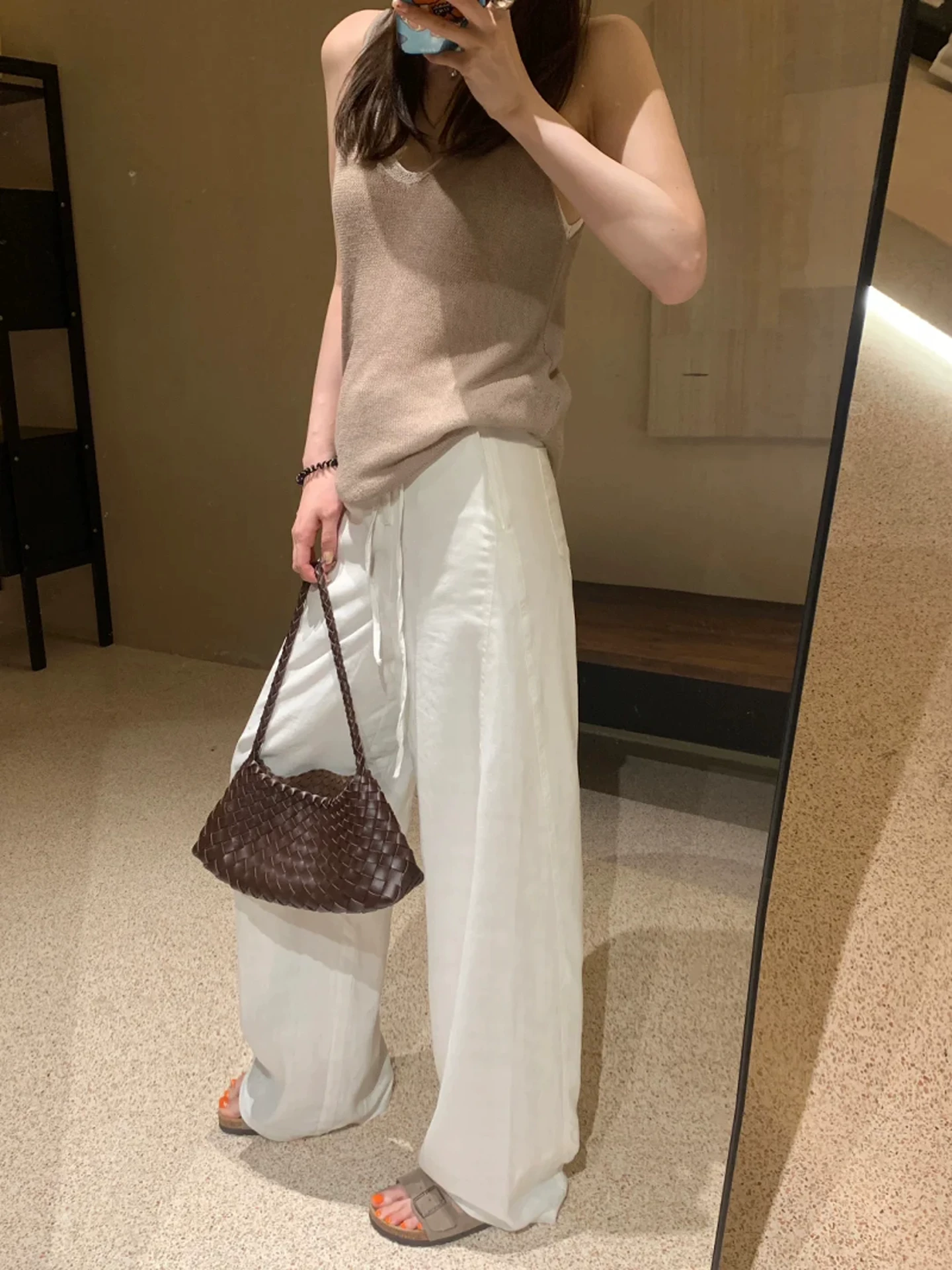 Quần vải lanh nữ mùa hè 2025, chất liệu mỏng, size lớn, plus size, cạp cao, dáng suôn, tôn dáng, dành cho người có thân hình quả lê, quần ống rộng dài