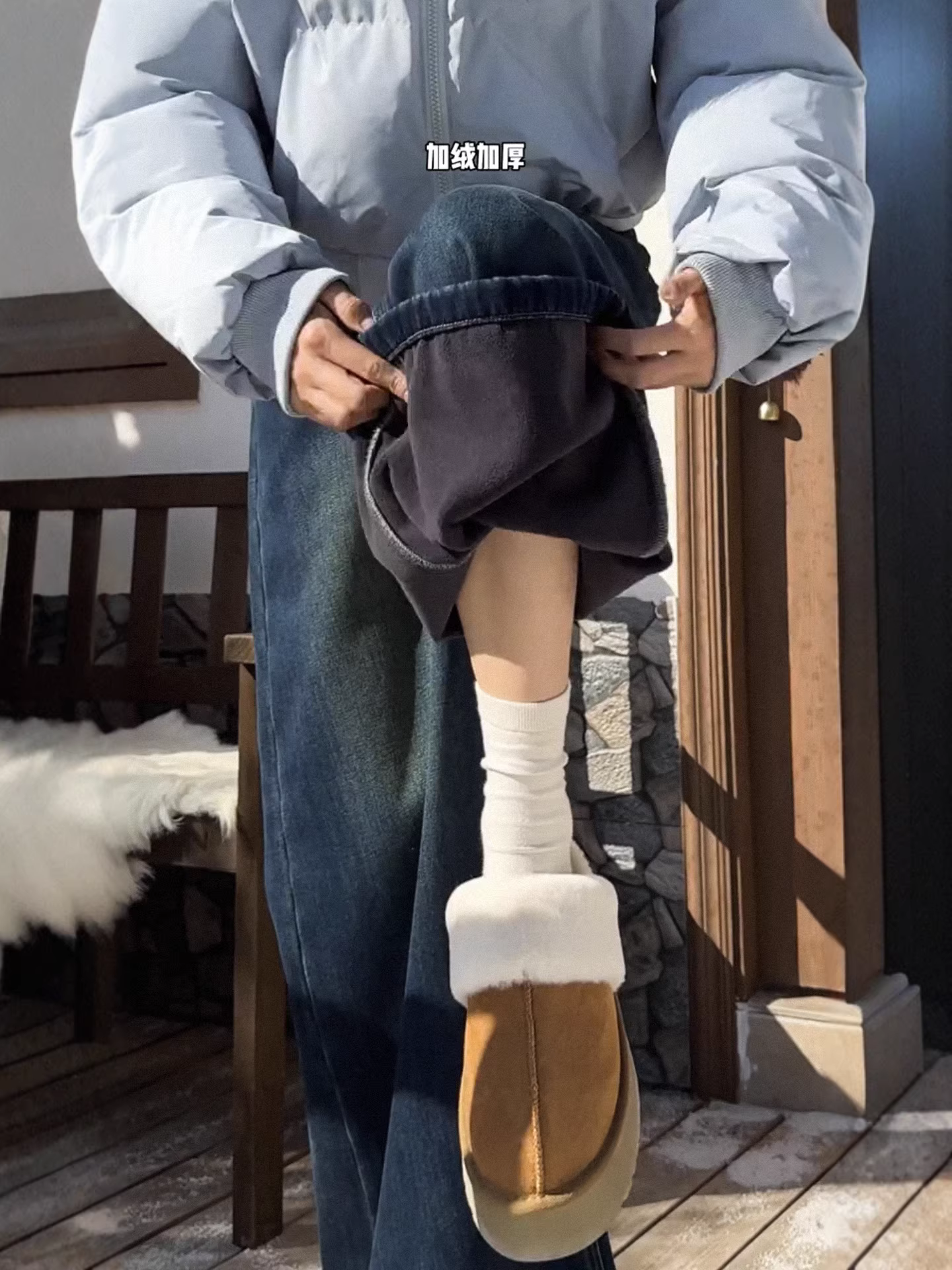 Quần jean ống rộng cho nữ, mùa thu đông, cỡ lớn, lót lông cừu, dày dặn, cạp cao, giảm béo, dáng rộng, mềm mại, ống thẳng, quần dài đến sàn