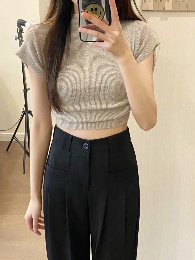 Quần âu dành cho phụ nữ hơi mũm mĩm, cỡ lớn mùa hè, cạp cao, che hông, mềm mại, tôn dáng, quần ống rộng kiểu giản dị mang lại cảm giác cao cấp.