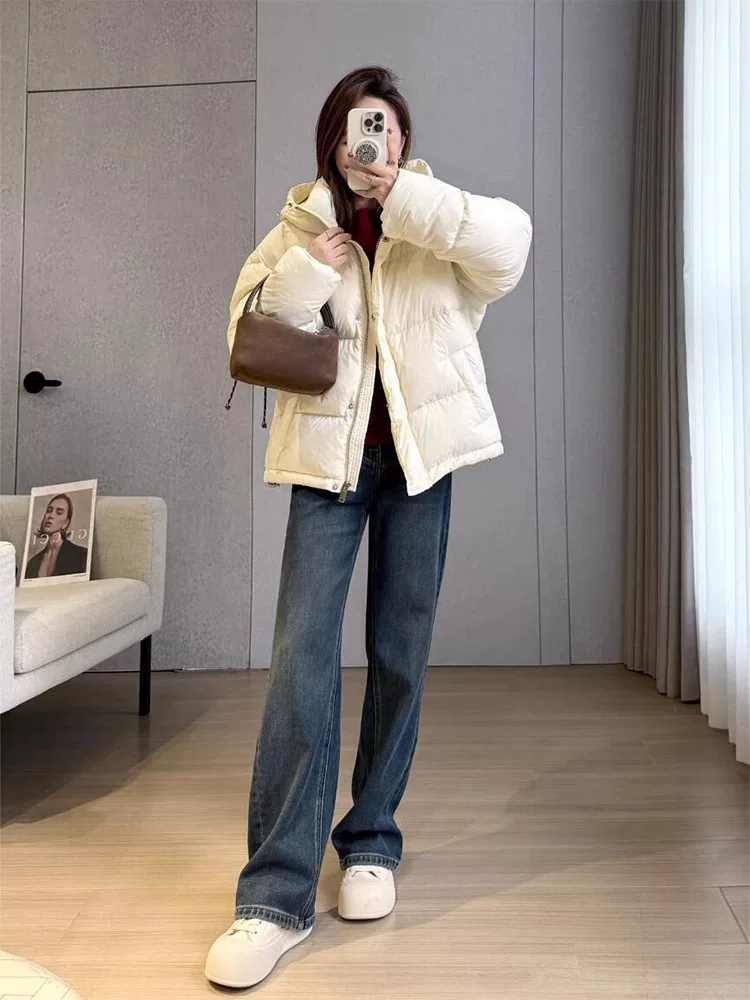 Quần jean ống rộng màu xanh cổ điển dành cho nữ, kiểu dáng mùa xuân mới, cỡ lớn, lưng cao, che hông, giảm béo, ống thẳng, quần dài chạm sàn.