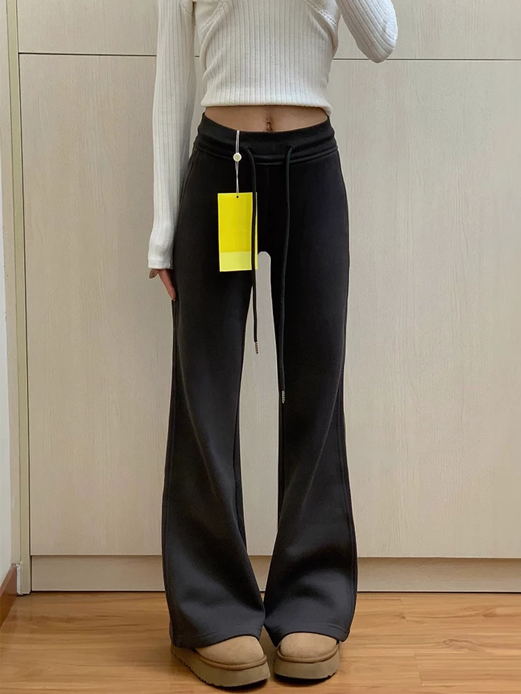 Quần ống loe dáng rộng, cạp cao, chất liệu mềm mại, kiểu dáng suông, tôn dáng, dành cho nữ có thân hình quả lê, phong cách mùa xuân sớm, size lớn.